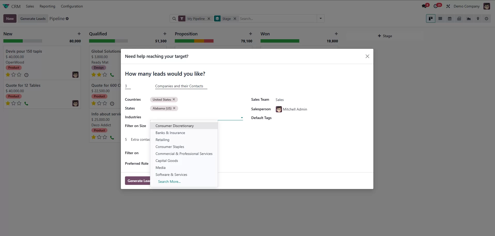 odoo crm lead generation